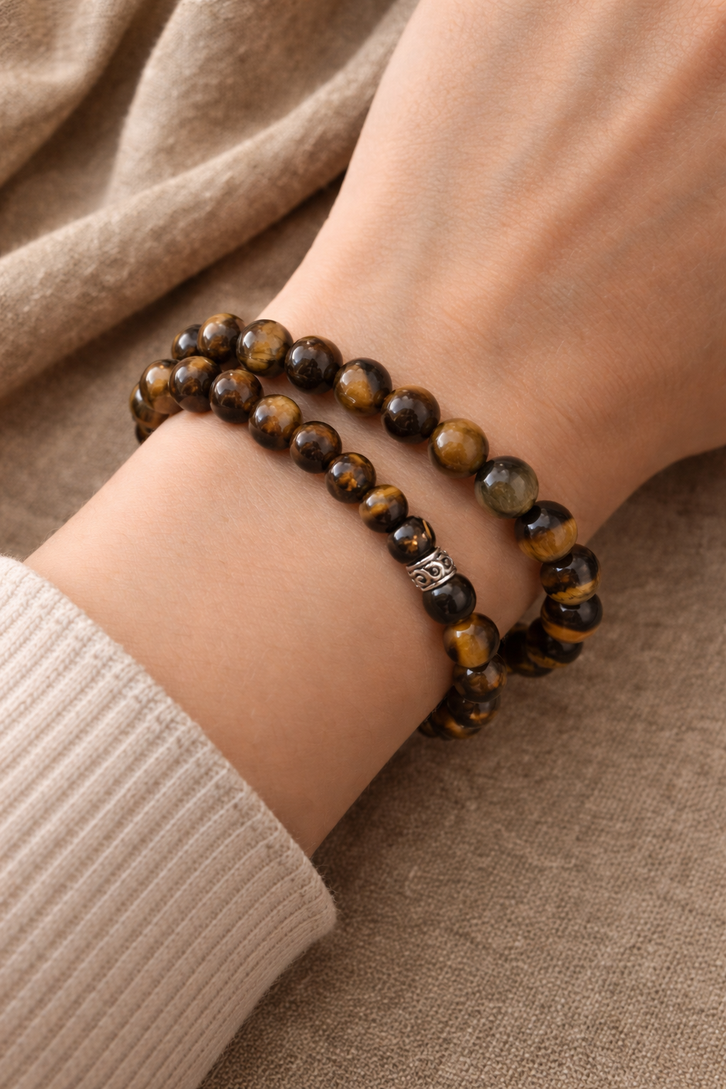 Bracelet Œil de tigre en pierres naturelles - 6mm ou 8mm