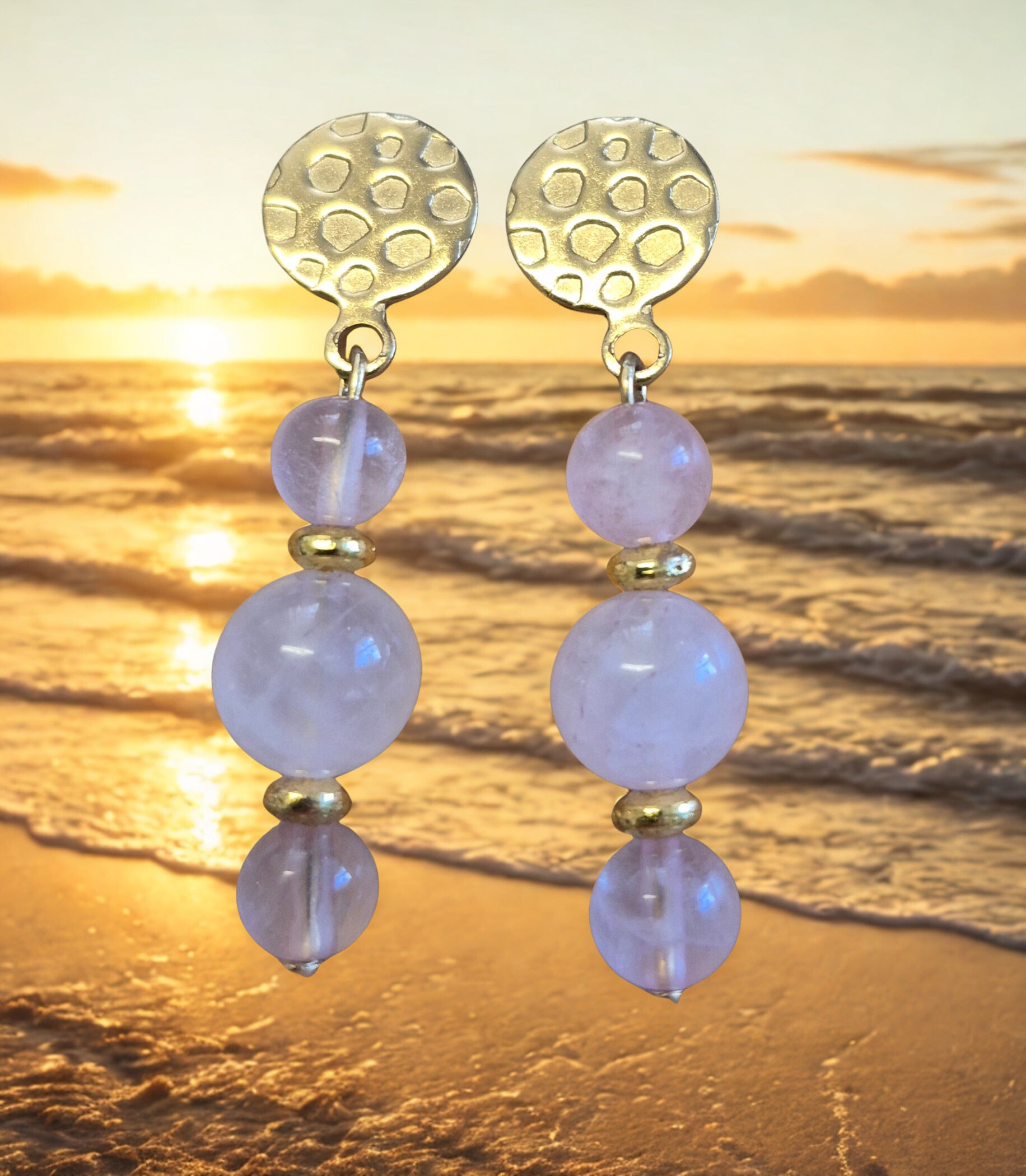 Boucles d’oreilles – Quartz rose 6 mm et 8 mm