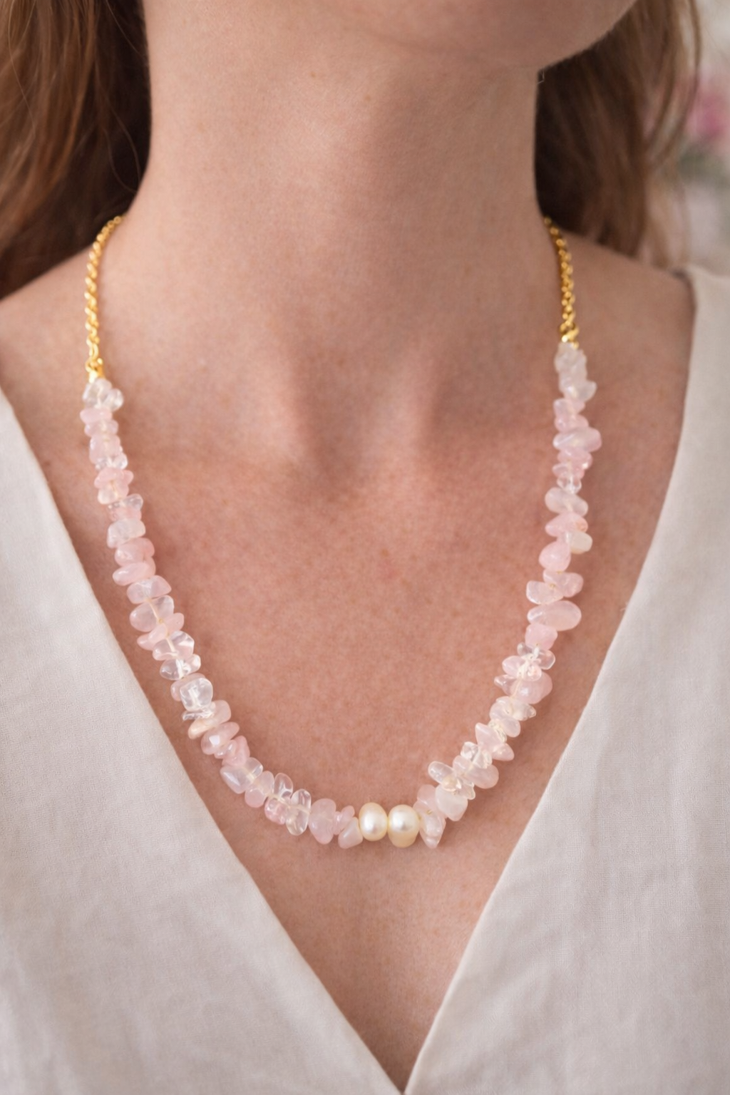 Collier Quartz Rose & Cristal de Roche – Amour & Énergie