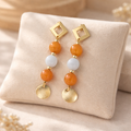 Boucles d’Oreilles Aventurine & Pierre de Lune – Créativité & Douceur