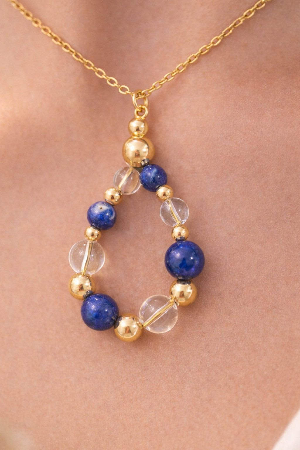 Collier Lapis-Lazuli & Cristal de Roche – Intuition & Clarté