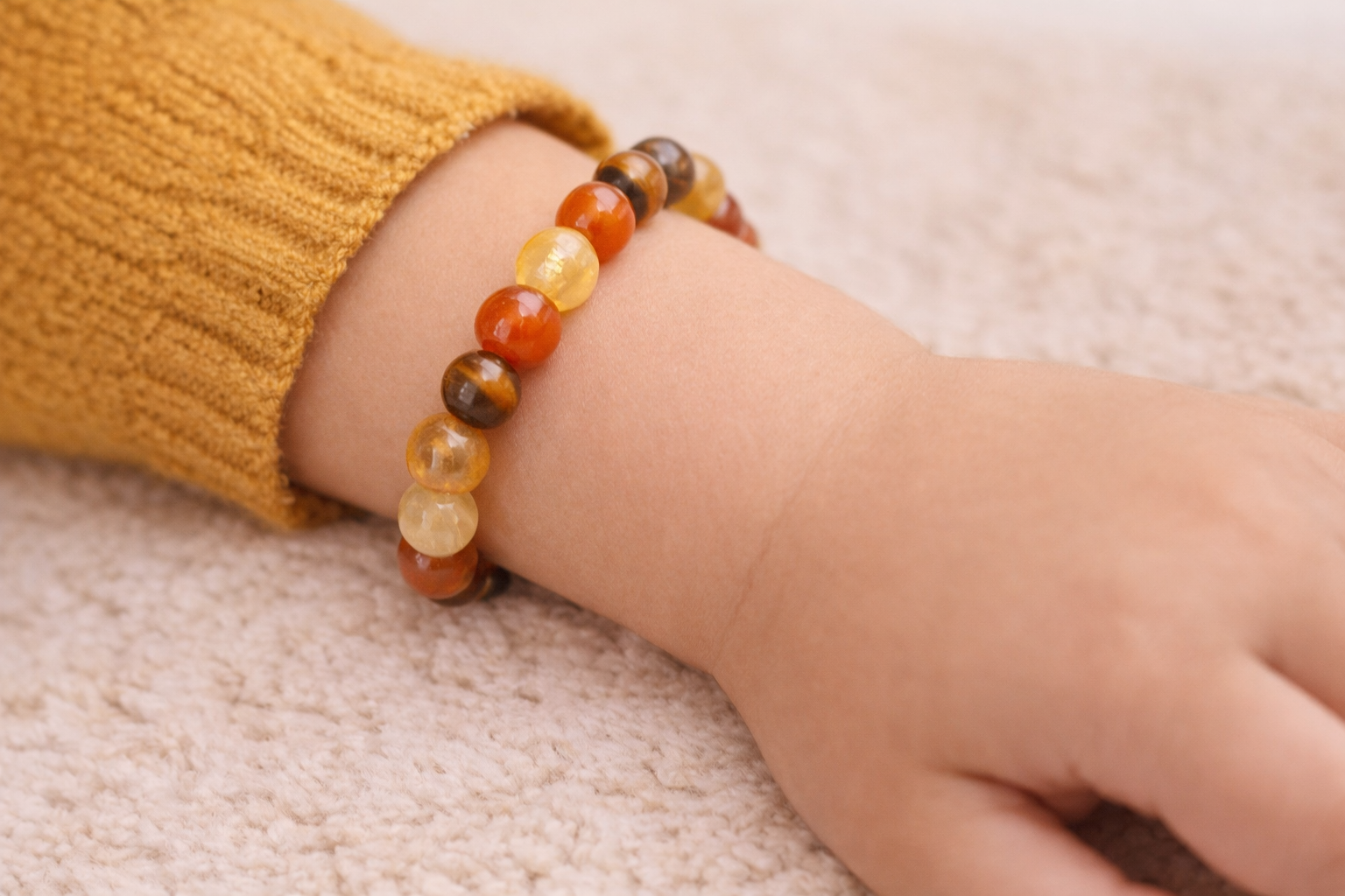 Bracelet Enfant Citrine & Œil de Tigre – Confiance & Concentration