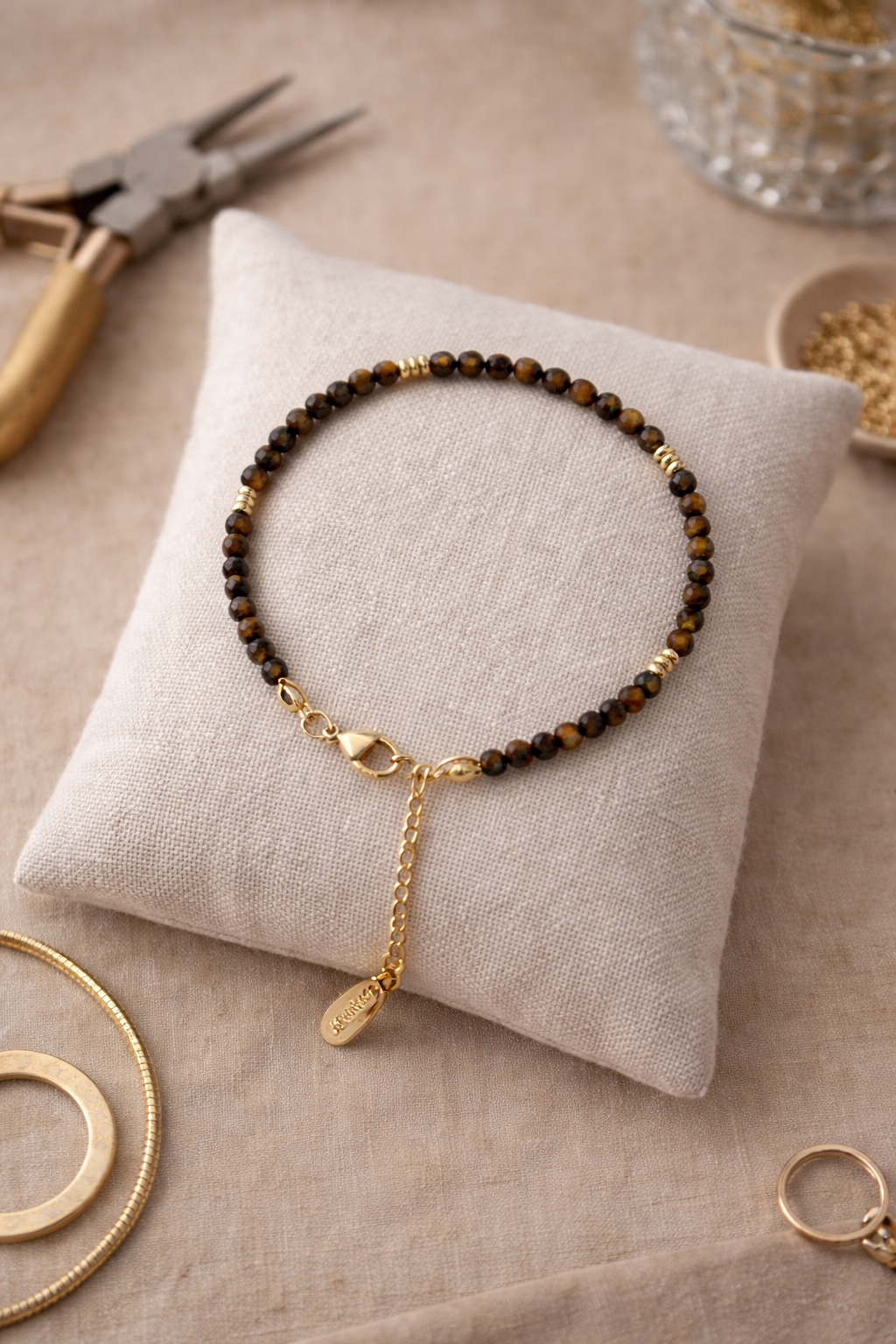 Bracelet Œil de Tigre –Perles facettées 3 mm Protection & Confiance