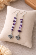 Boucles d’Oreilles Chips Améthyste & Quartz Rose – Pierres Naturelles