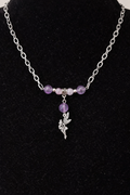 Collier Améthyste & Quartz Rose avec Pendentif Fée – Douceur & Apaisement