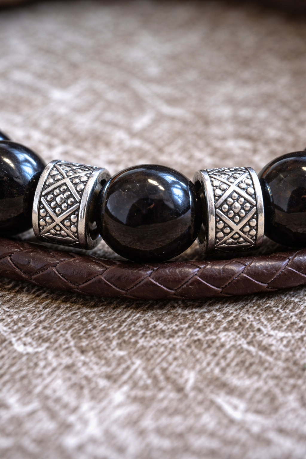 Bracelet homme en pierres naturelles – Œil de tigre et obsidienne noire – perles 6 mm et 8 mm – protection et confiance