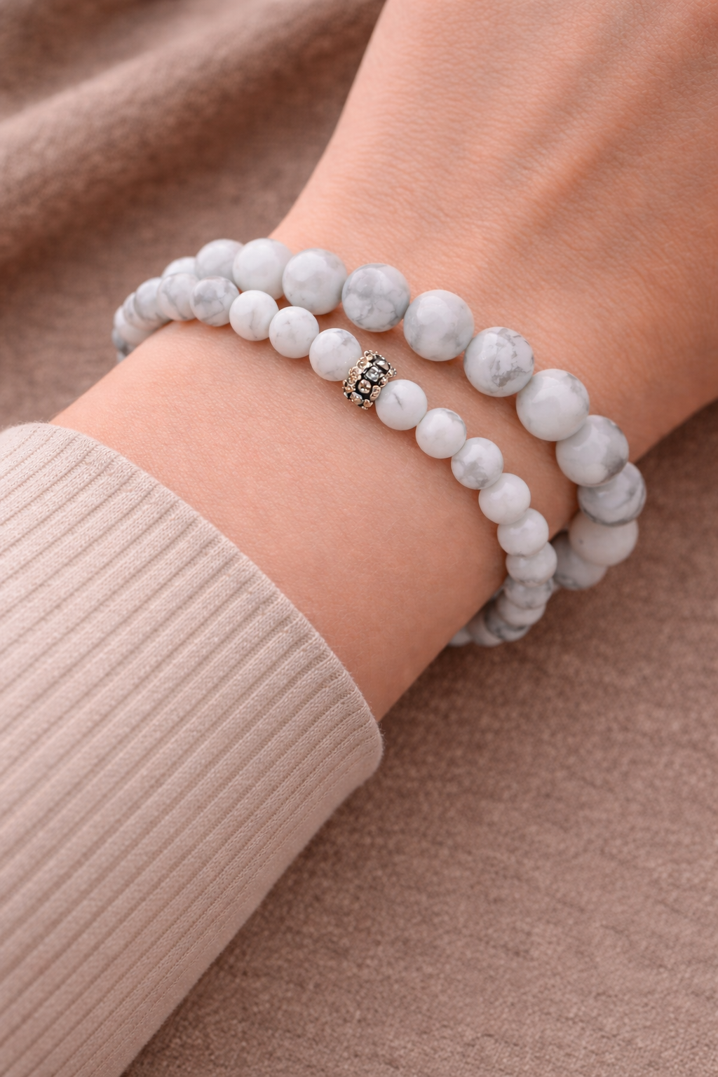 Bracelet Howlite Naturelle – Apaisement & Anti-Stress