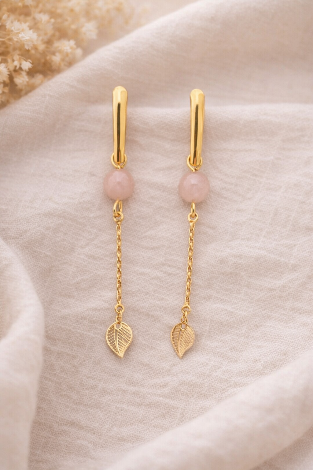 Boucles d’Oreilles Quartz Rose – Amour & Douceur