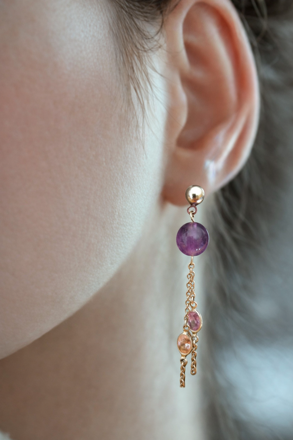 Boucles d’Oreilles Quartz Rose & Améthyste – Douceur & Apaisement