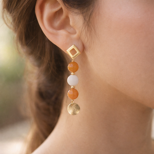 Boucles d’Oreilles Aventurine & Pierre de Lune – Créativité & Douceur