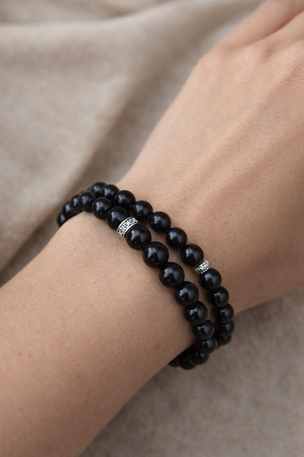 Bracelet Obsidienne noire – Protection & Ancrage – Style moderne