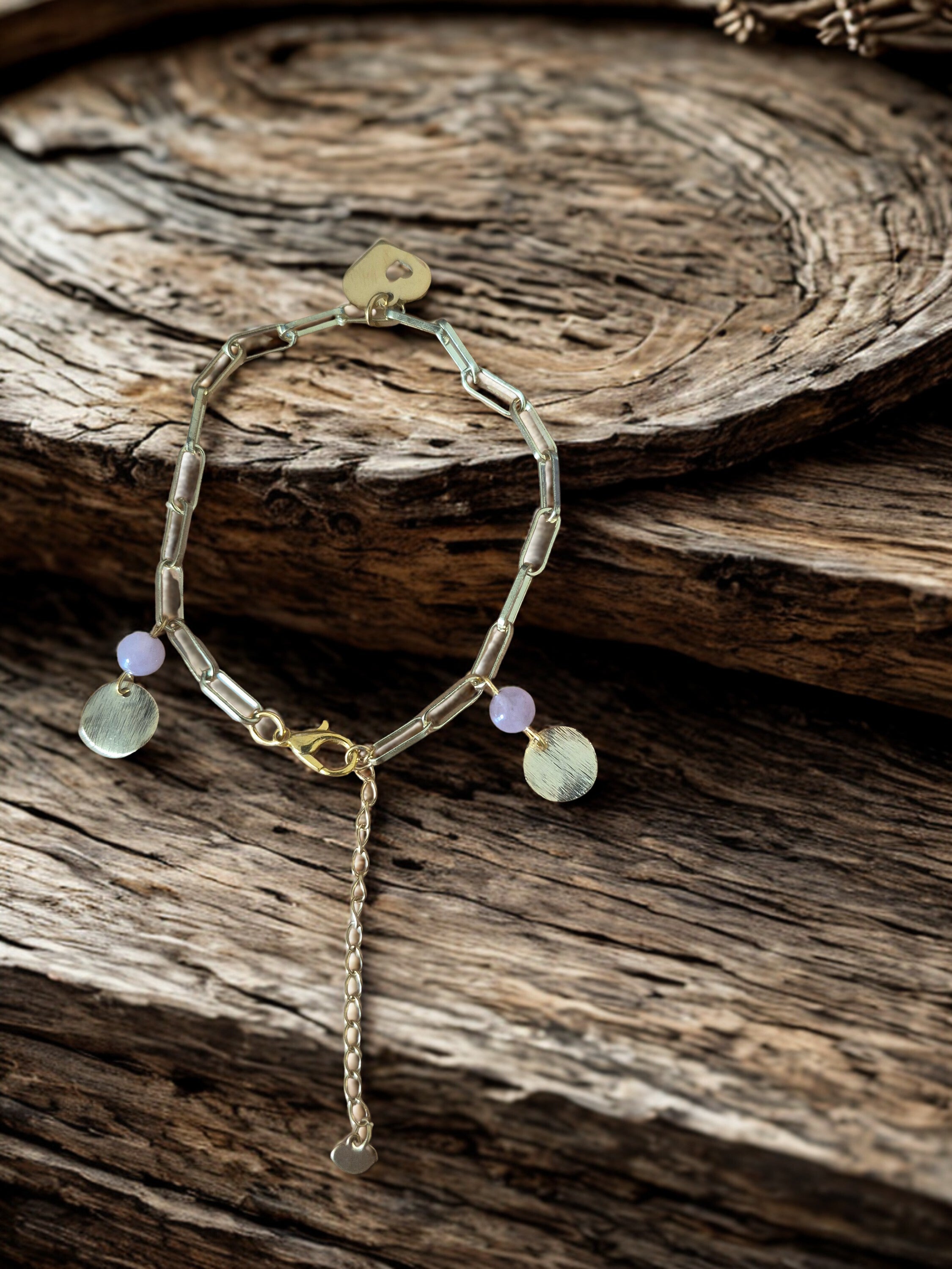 Bracelet Quartz Rose – Bracelet chaîne dorée – Pierre naturelle