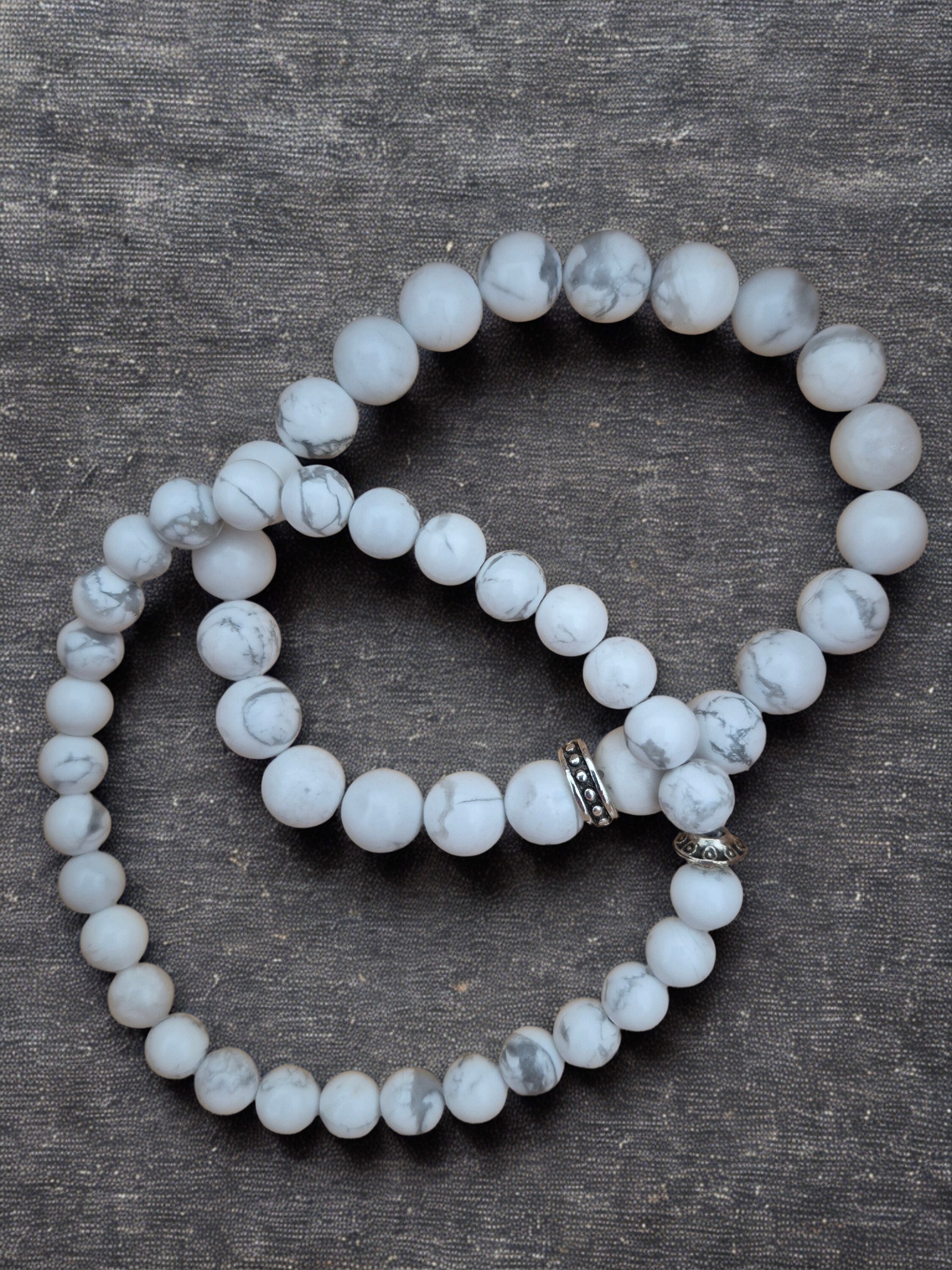 Bracelet Howlite en pierres naturelles – Pierre naturelle – 6 mm ou 8 mm