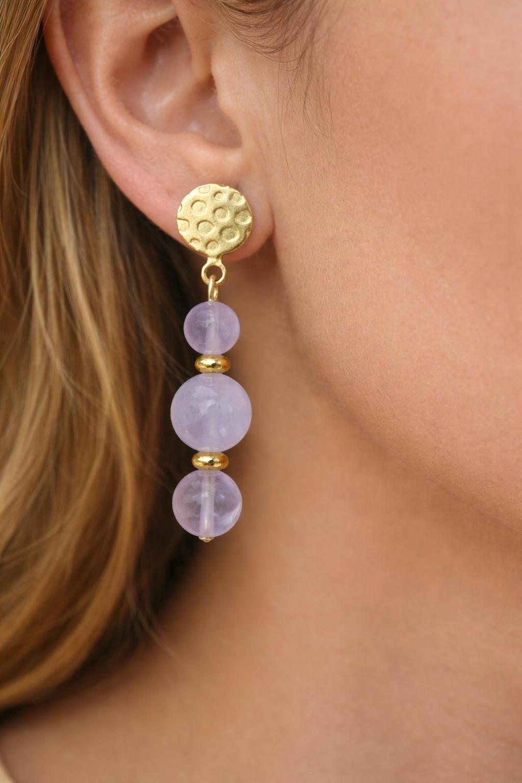 Boucles d’Oreilles Quartz Rose – Amour & Douceur
