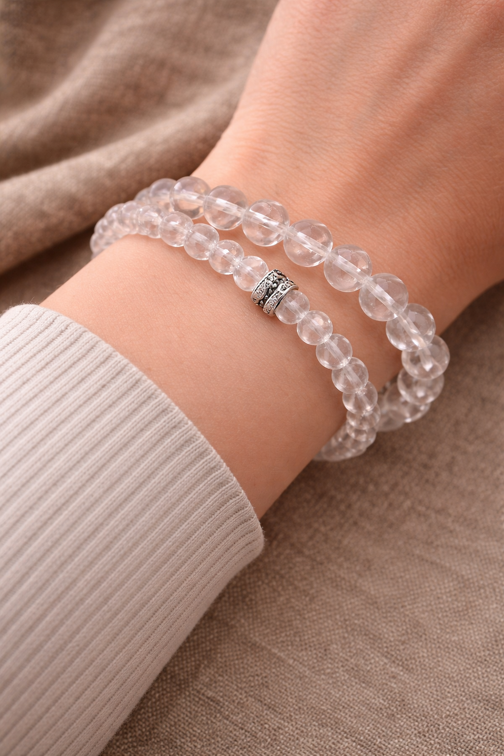 Bracelet Cristal de roche en Pierres naturelles – 6 mm ou 8 mm