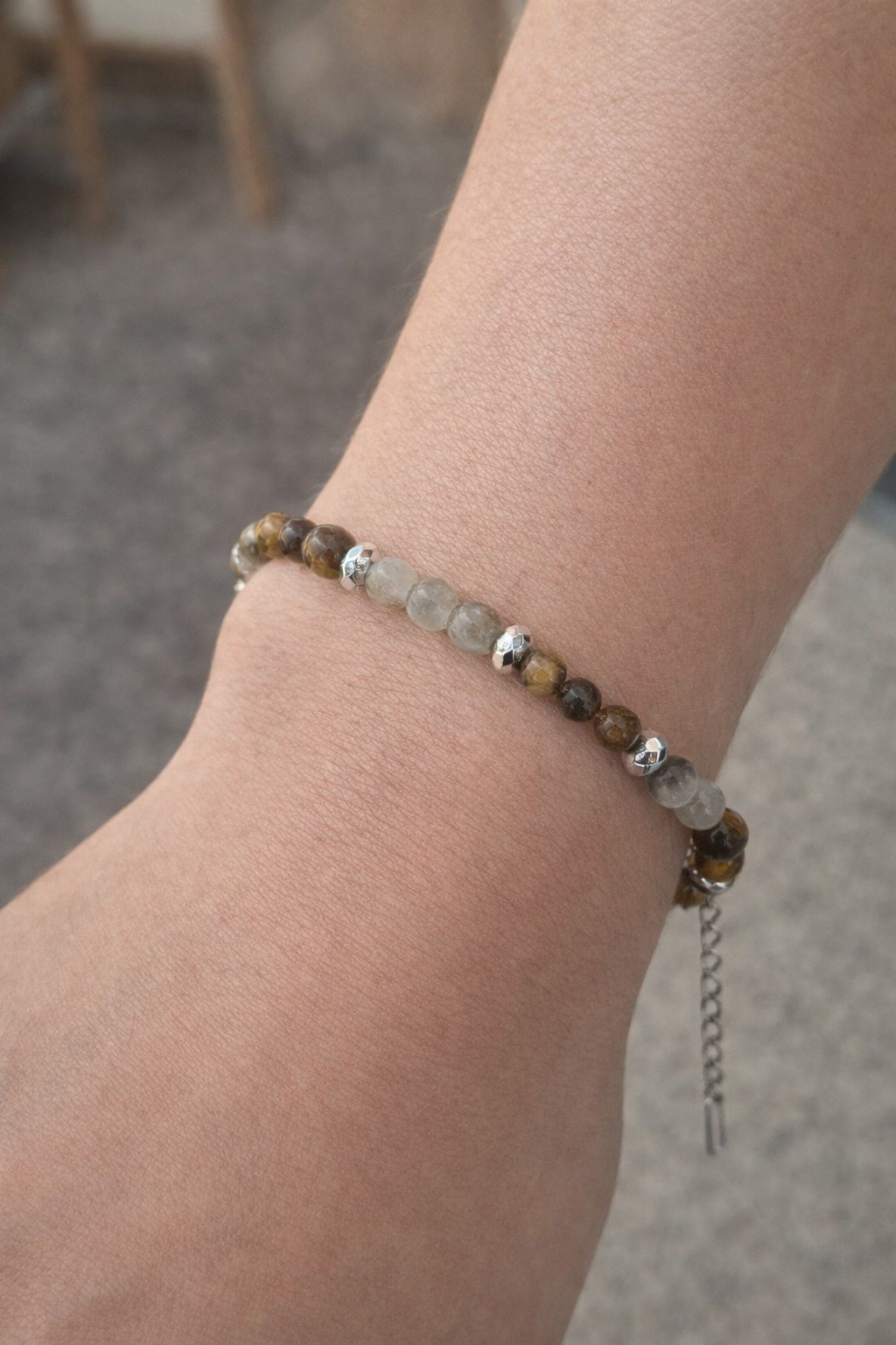 Bracelet Œil de Tigre & Labradorite 4mm – Protection & Énergie