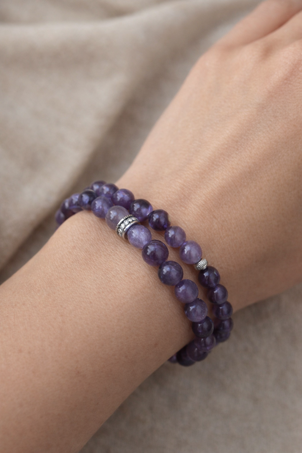 Bracelet Améthyste en pierres naturelles – pierre naturelle – 6 mm ou 8 mm