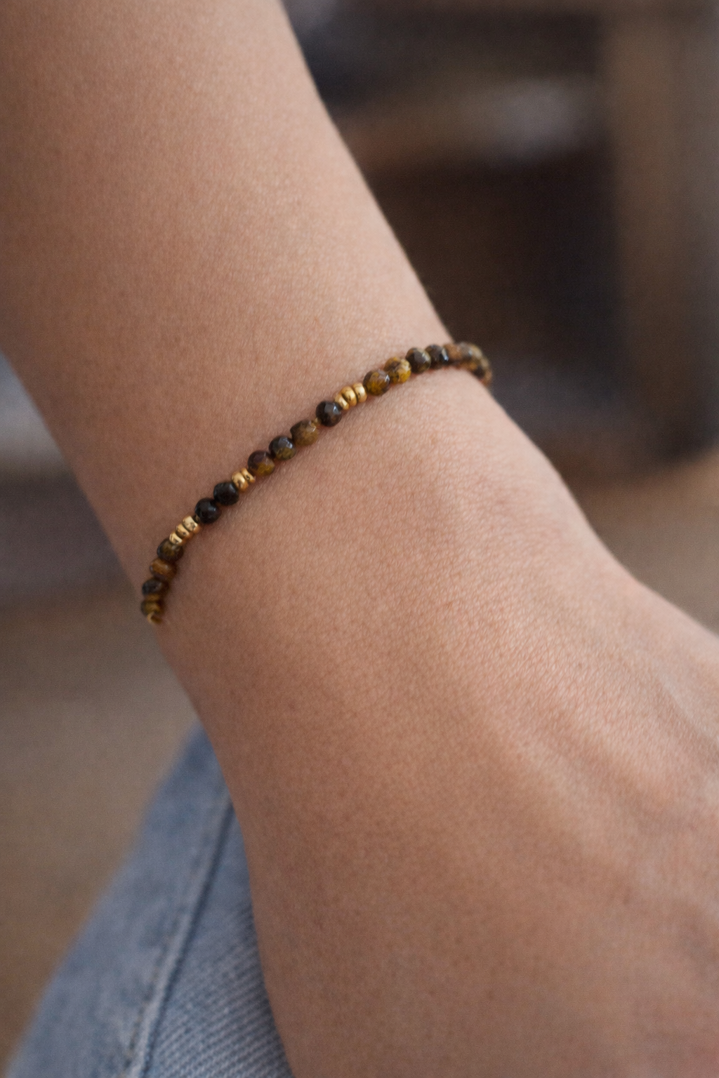 Bracelet Œil de Tigre –Perles facettées 3 mm Protection & Confiance