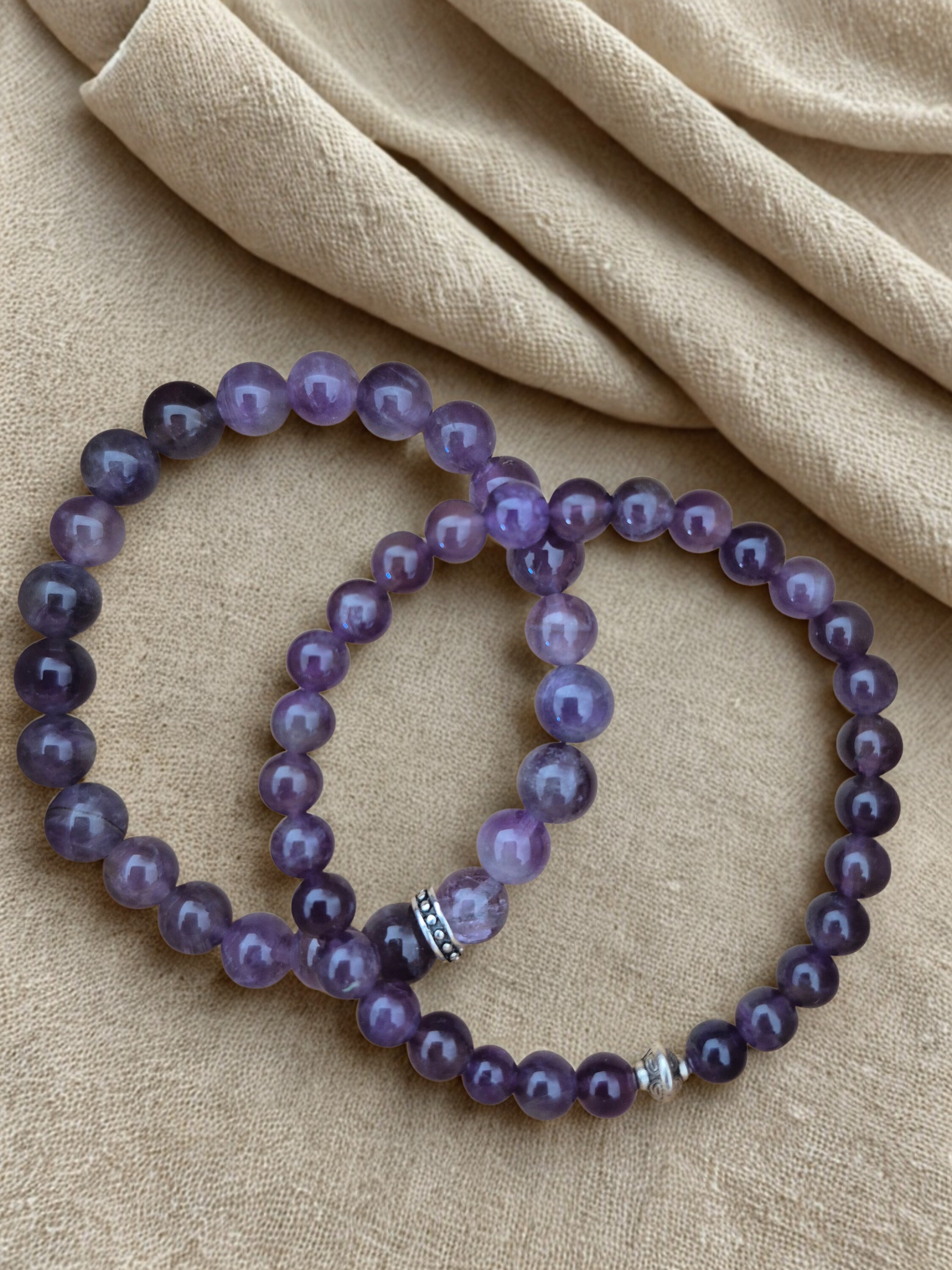 Bracelet Améthyste en pierres naturelles – pierre naturelle – 6 mm ou 8 mm