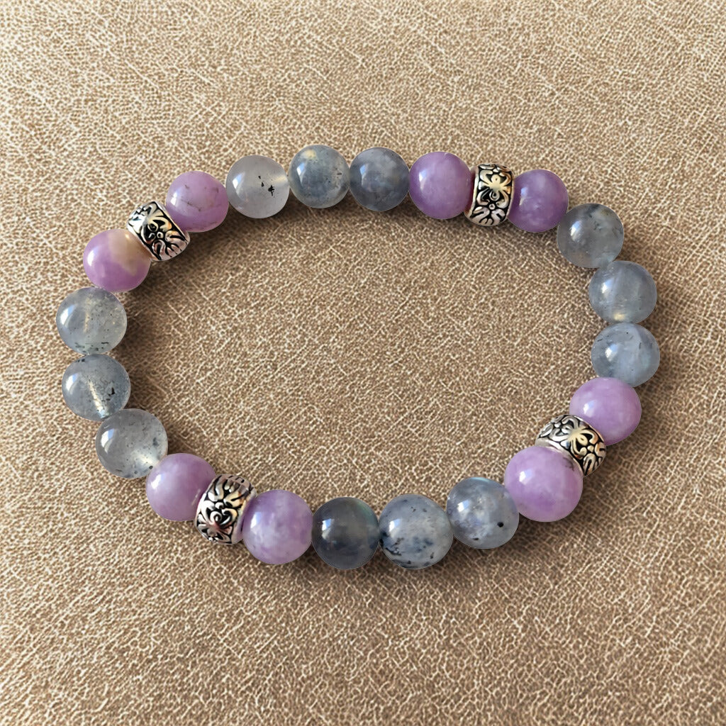 Bracelet Labradorite & Lépidolite – Apaisement & Protection