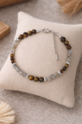 Bracelet Œil de Tigre & Labradorite 4mm – Protection & Énergie