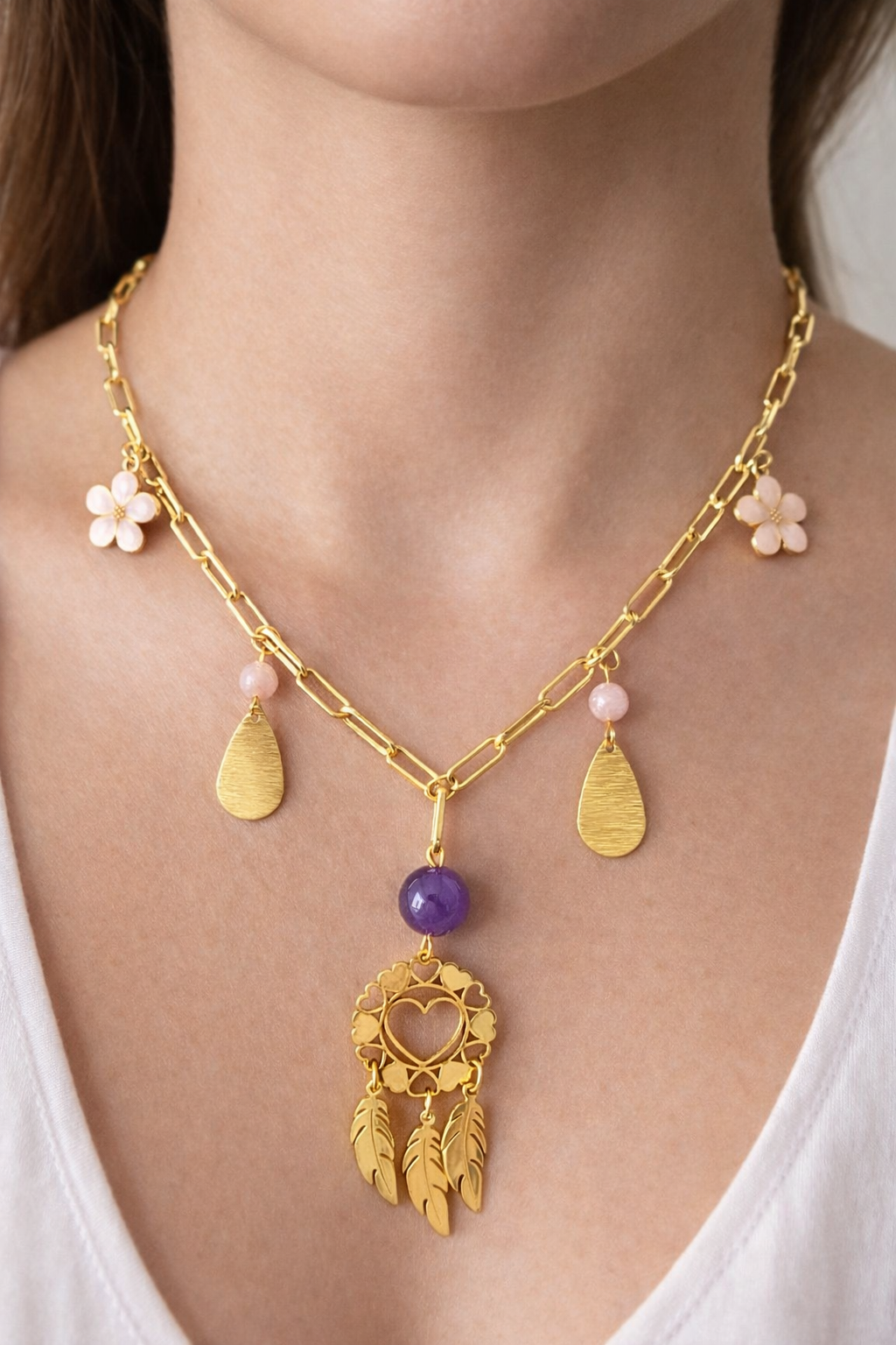 Collier Attrape-Rêves Améthyste – Apaisement & Sérénité