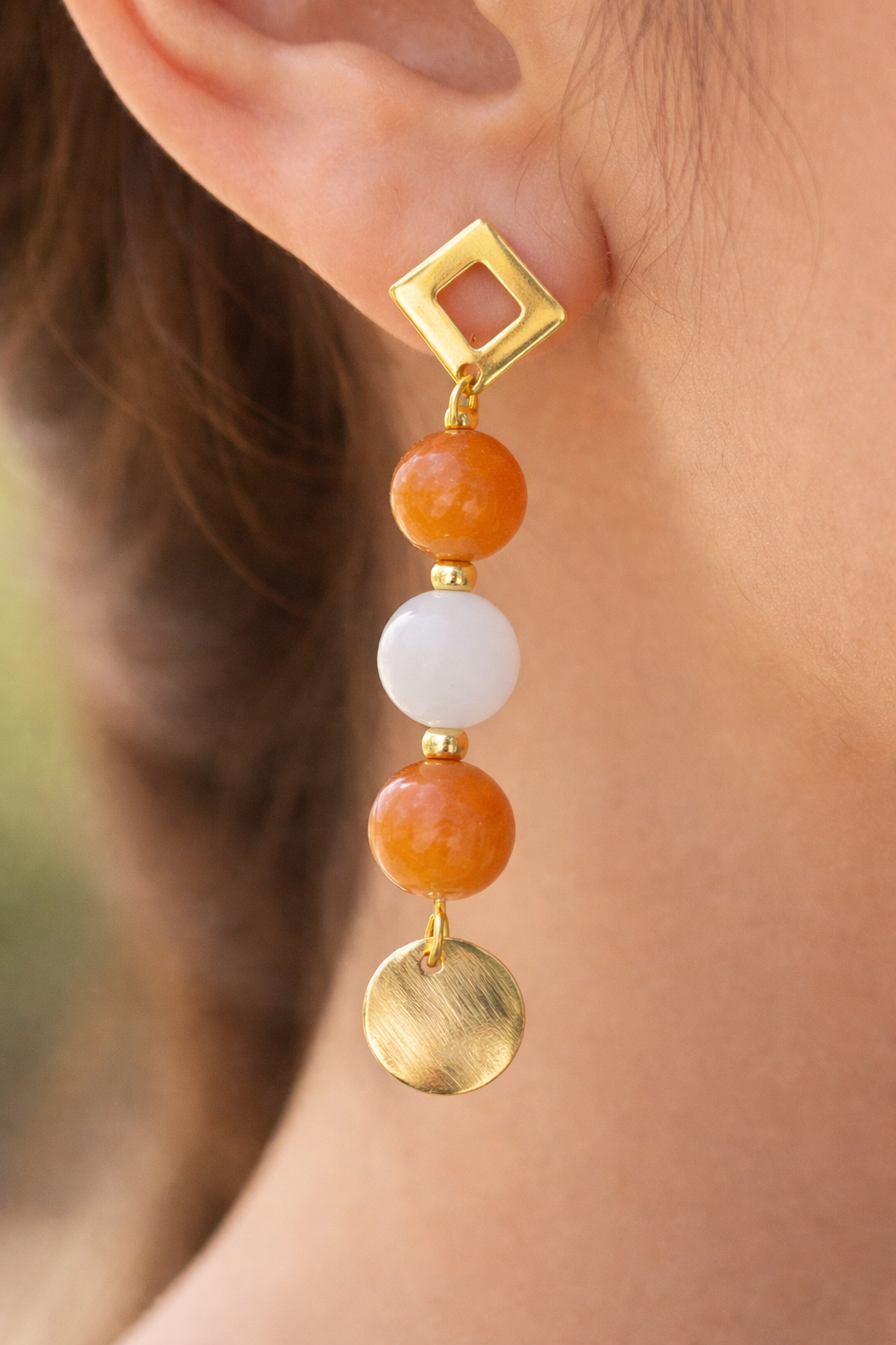 Boucles d’Oreilles Aventurine & Pierre de Lune – Créativité & Douceur
